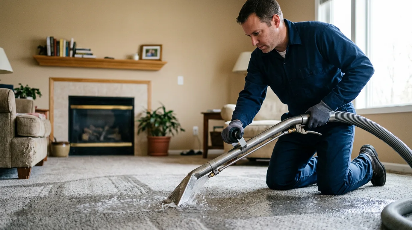 Water damage restoration technician working near Kingman, IN